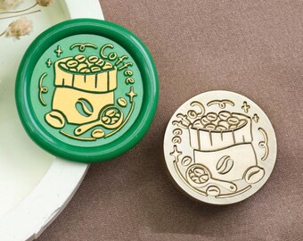 Coffee Wax Seal Stamp Set: Coffee Bean, Spoon - Invitation Decor
