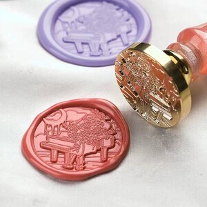 ピアノ＆フラワーワックスシールスタンプ：招待状用封印キット