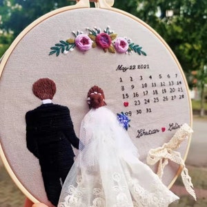 Personalized Wedding   Embroidery Kit,DIY Wedding Blessing  Embroidery Kit,Modern Crewel Embroidery Kit for Beginners