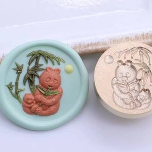 Carimbo de cera de panfa 3D/Panfa e carimbo de cera de bambu/kit de selo de cera de animal/kit de selo de cera para convites de aniversário