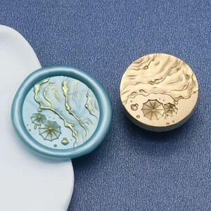 3D Sandbeach  Wax Seal Stamp: Umbrella & wave  wax sealing kit /Envelopes nvitations