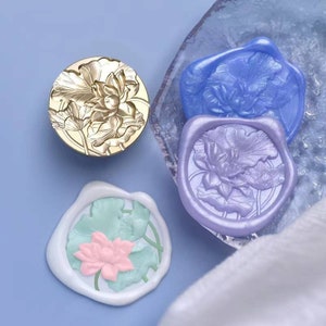 Timbro sigillo in cera 3D Lotus / Timbro sigillo in cera Lotus and Flower / Timbro sigillo in cera Lotus Leaf / Kit sigillo in cera per confezioni regalo di compleanno