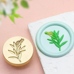 Lavender Wax Seal Stamp: Plant Grass Sealing Kit