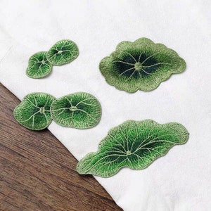 Parche termoadhesivo de hoja de loto: aplique bordado