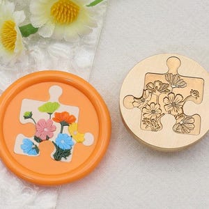 Multilevel Galsang flower wax seal stamp/Galsang flower and puzzle wax sealing kit /Puzzle wax sealing stamp/Birthday gift envelopes