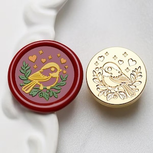 Selo de cera de pássaro gordo fofo / kit de selo de cera de pássaro em galho / kit de selo de cera de pássaro fofo / selo de cera de pássaro de coração de amor