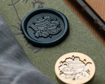 Tea and Teapot Wax Seal Stamp: Invitation Sealing
