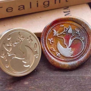 Schattige vos lakzegelstempel/moon vos lakzegelset/vos lakzegelstempel