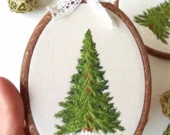Pine Tree Embroidery Kit: Modern Crewel Stitch, Beginner Friendly