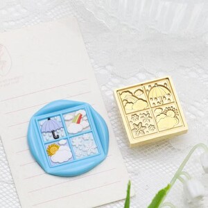 Wetter-Wachssiegel-Stempel /Regen-Wachssiegelstempel/Regenbogen-Wachssiegel-Set/Sonntag-Wachssiegel-Set/Winter schneit Wachsstempel-Siegelstempel