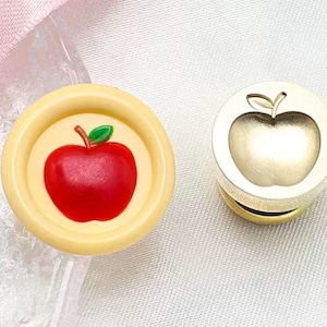 3D Mini Apple Wax Seal Stamp: Copper Fruit Sealing Kit (15mm)
