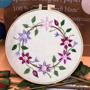 3D bloemenslinger borduurpakket, borduurpakket bloemenkrans, bloemen moderne crewel borduurpakket, borduurpakket voor beginners,