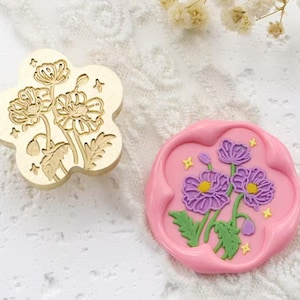 Peony Flower Wax Seal Stamp: Irregular Shape Sealing Kit