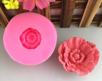 Molde de silicona 3D con forma de amapola de maíz: ideal para hacer tartas, jabón o fondant (6,8 x 6,8 cm)