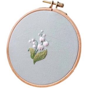 3D lelietje-van-de-vallei borduurpakket, bloemborduursel kit, moderne crewel borduur kit, borduurwerk kit voor beginner,