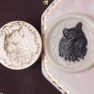 3D Cute Cat wax seal stamp/Cat Head wax sealing kit /Animal envelopes seal stamp