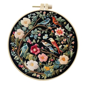 Magpie & Garden Embroidery Kit: Modern Crewel Beginner Project