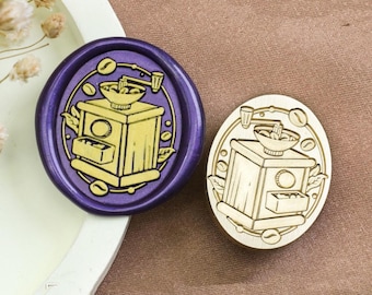 Coffee Bean Wax Seal Stamp: Coffee Lover Sealing Kit