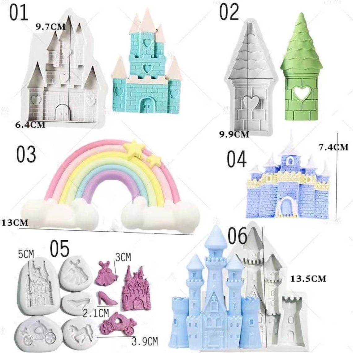Princess Castle Fondant Silicone Mold DIY Cake Decoration Big Etsy