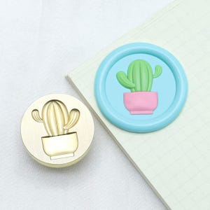 Tampon à cacheter 3D en cire de cactus/Tampon à cacheter pour plante en pot/Kit de cire à cacheter Cactus en pot/Kit à cacheter en cire végétale