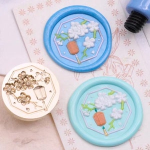 Peach Blossom Wax Seal Stamp: Flower Lantern Sealing Kit