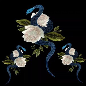 Parches termoadhesivos de serpiente y flor espiritual: aplique bordado