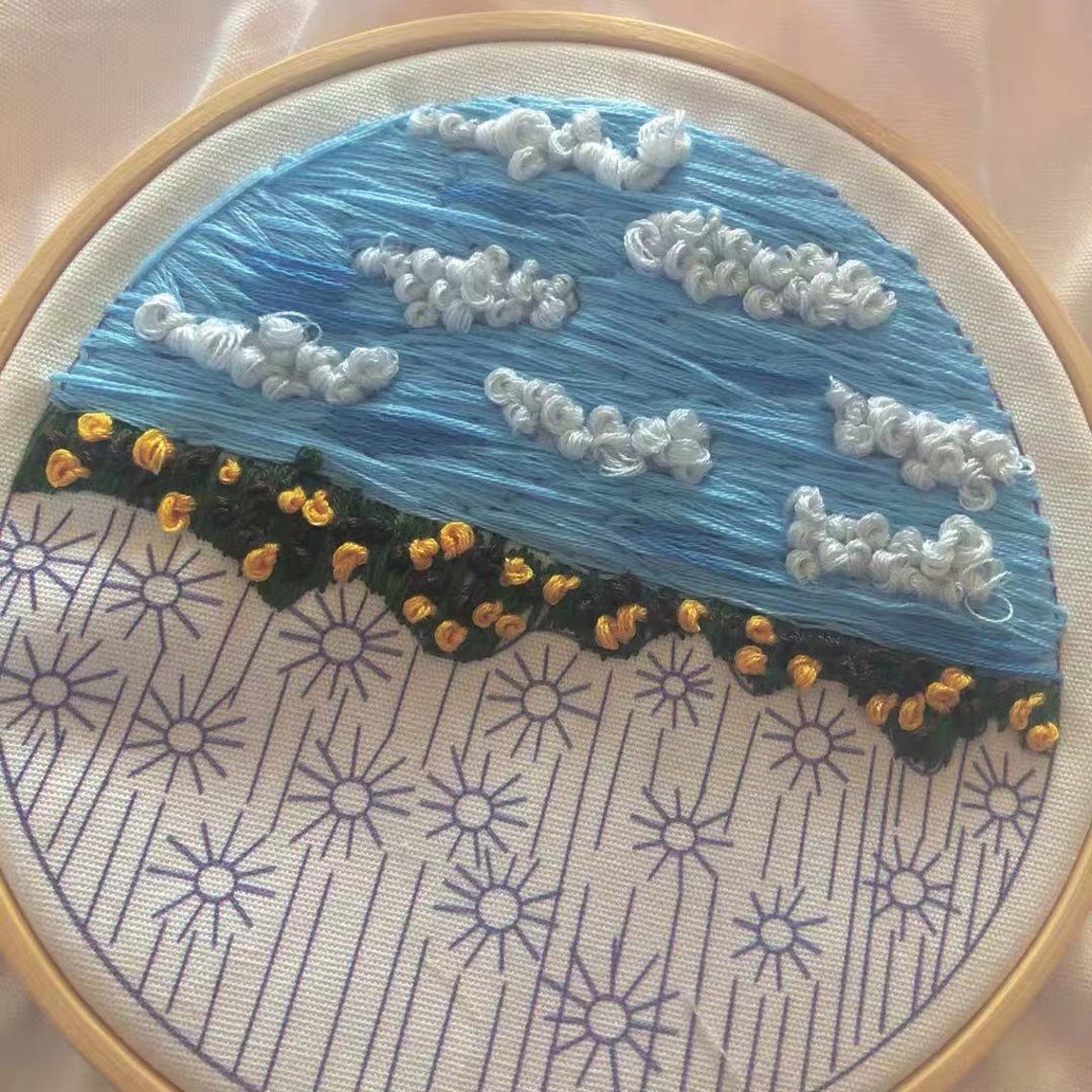 Sunflower Embroidery KitSunflowers and sky Embroidery KitSky | Etsy