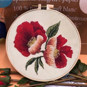 Borduurpakket bloemen bloemen, pioenborduurwerk, borduurpakket slinger, moderne Crewel-borduurpakket, borduurpakket hortensia's voor beginners,