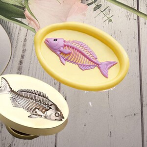 Kit para selar convites de casamento com carimbo de cera em formato de fóssil de osso de peixe 3D