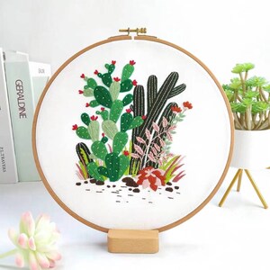 Kit de broderie de cactus, kit de broderie tropicale / cactus, kit de broderie Crewel moderne, kit de broderie pour débutant,