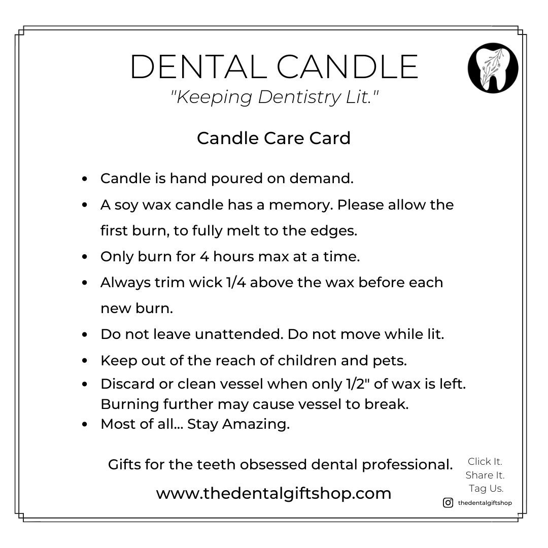 Dental Candle Dental Gift Dentist Gift Dental Assistant Etsy