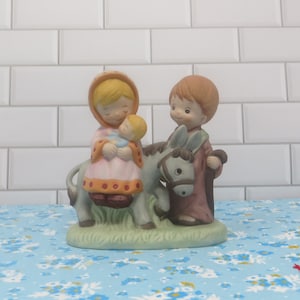 Flight to Egypt #5608 Joseph Mary Jesus Donkey Porcelain Figurine by HOMCO Home Interiors Figurine Christmas Décor Holiday Décor