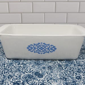 Loaf Pan Shell Oil Blue Medallion by Corning, 10 7/8" L, 3.5" H, P-315-B