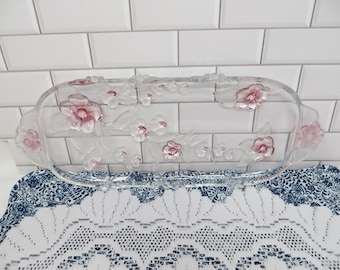 Mikasa Crystal Cherry Blossom Time Canape Rectangular Platter 15.5"