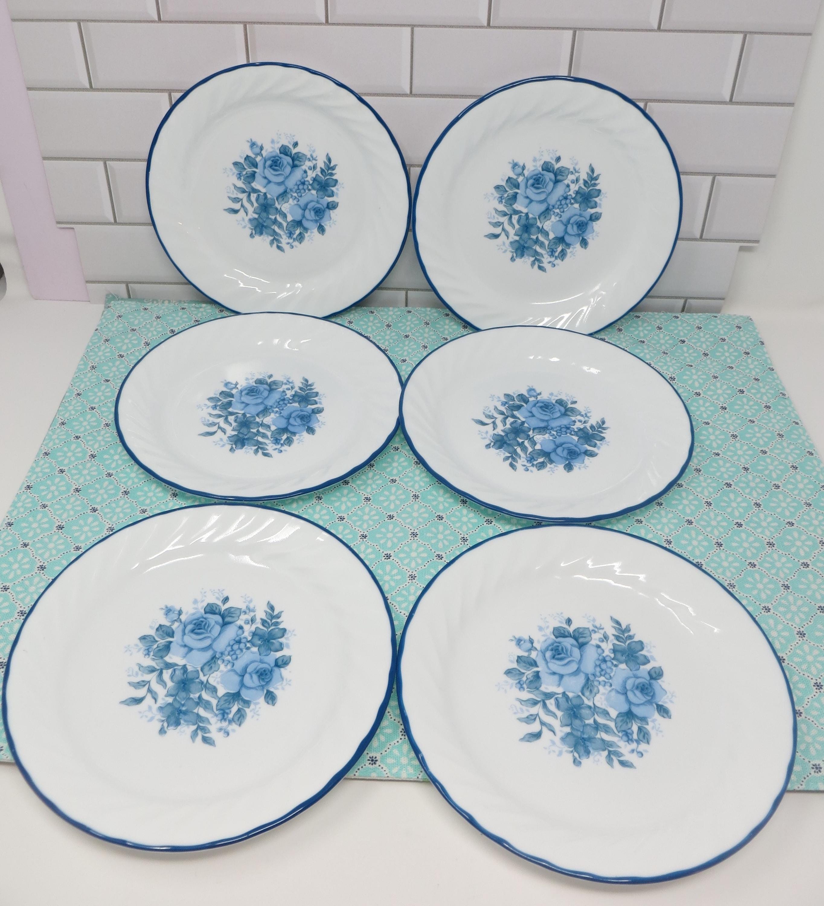 Corelle Blue Rose Pattern Set Of Salad Plates Blue Velvet (Corelle