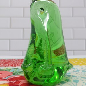 Vintage Art Glass Green Penguin Figurine Paperweight 3.25"