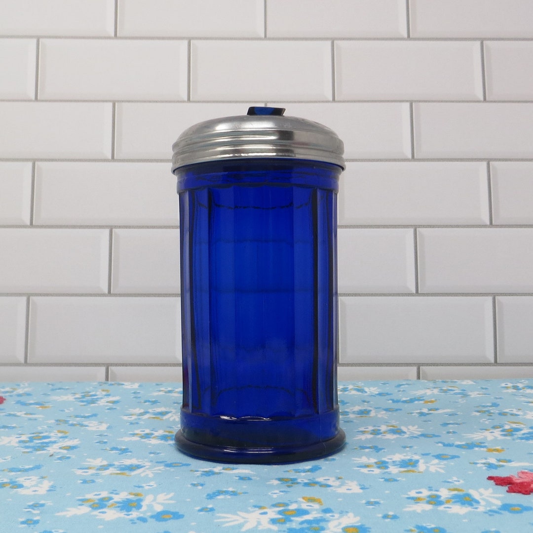 Vtg Cobalt Blue Glass Sugar Dispenser W/ Flip Top Pour Spout Etsy