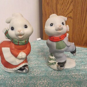 Holiday Figurines Skating Rabbits Kissing Angels PLUS Winter
