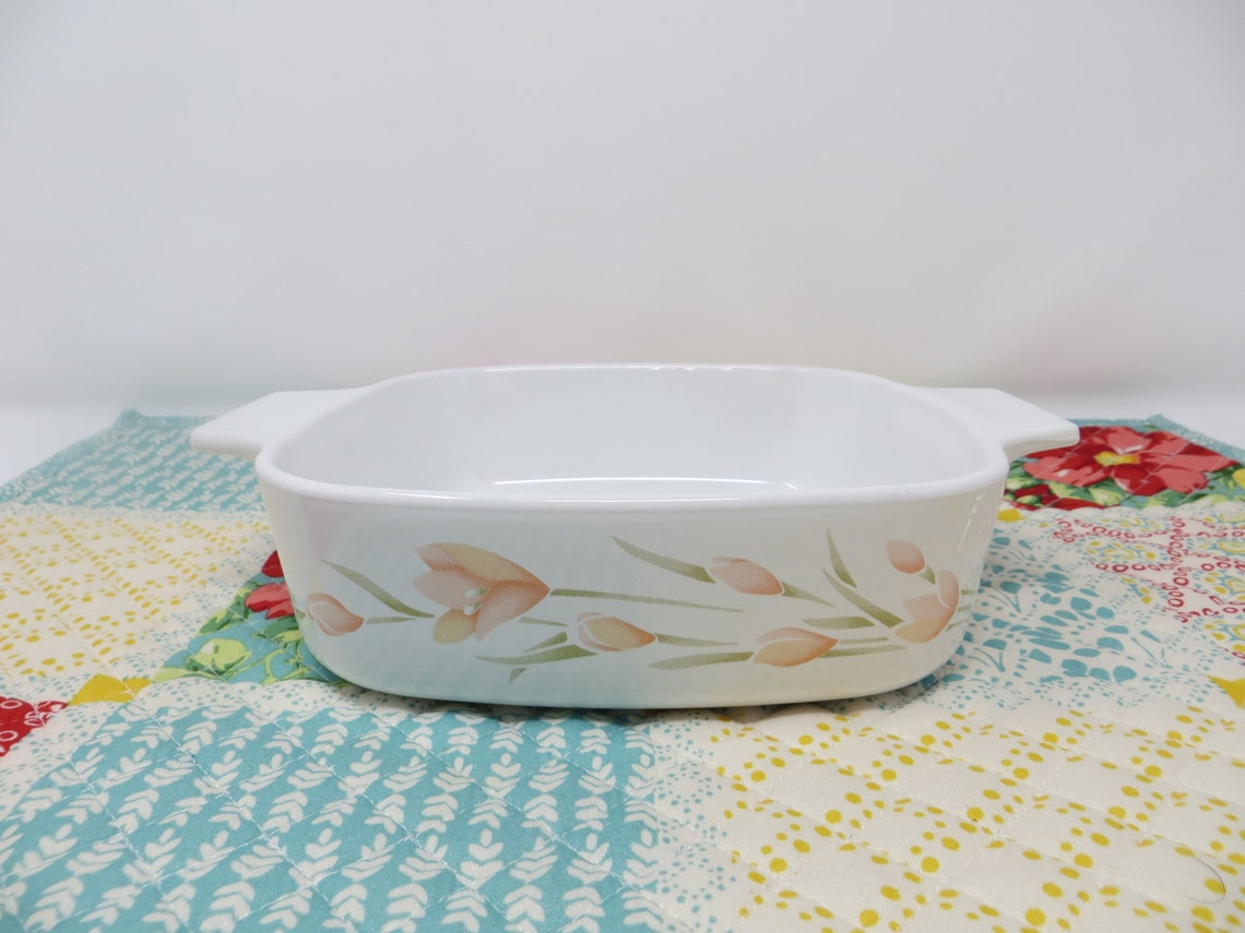 Corning Ware Vintage Peach Floral Pattern 1 Liter. Casserole Etsy