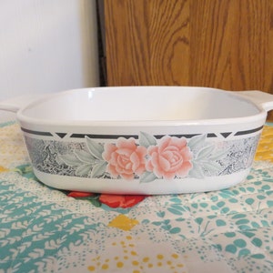 Corning Ware 1 Liter Square Casserole Silk and Roses (Corelle) - A-1-B Corningware