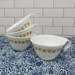 Set of 4 Flat Cups Butterfly Gold (Corelle) by Corning Corelle,  Sunrise, Yellow Flowers