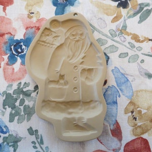 1983 Santa with Bag of Toys Cookie Mold, Brown Bag Cookie Art, Hill Design
