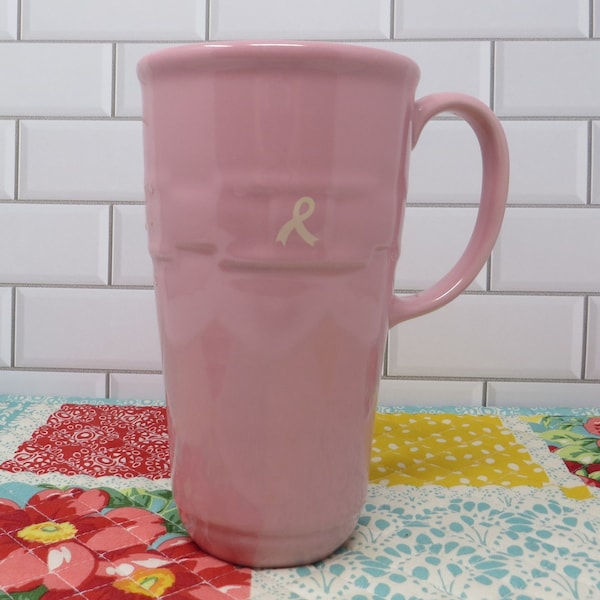 Travel Mug Woven Traditions Pink by Longaberger Susan G Komen Ribbon