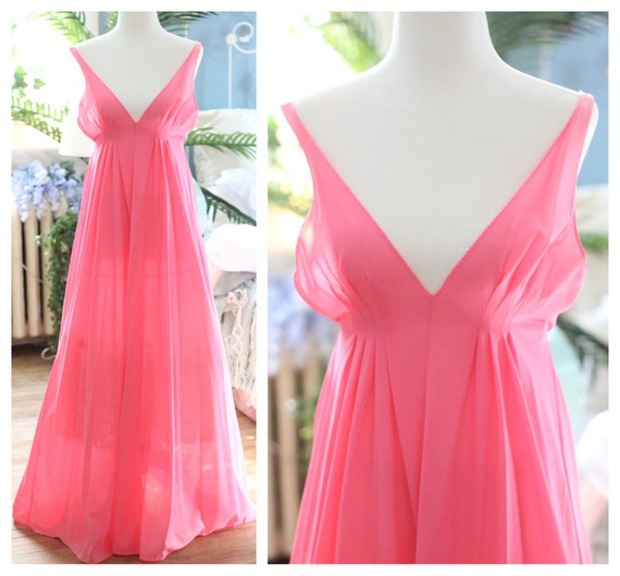 1960s hot pink empire waist nightgown / babydoll … - image 3