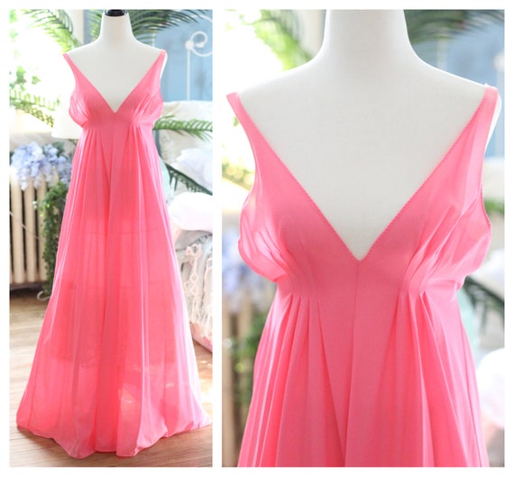 1960s hot pink empire waist nightgown / babydoll … - image 6