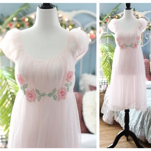 vintage lingerie babydoll dress cap sleeves lace Vintage Lingerie Babydoll Dress Cap Sleeves Lace