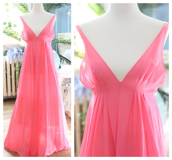 1960s hot pink empire waist nightgown / babydoll … - image 8