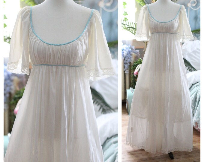 1960s Claire Sandra Lucie Ann Deadstock Pink Nightgown with Sheer Stripe