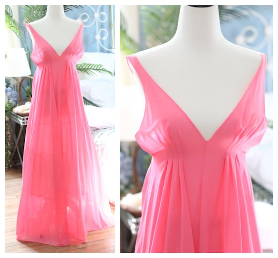 1960s hot pink empire waist nightgown / babydoll … - image 10