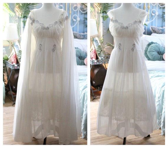 1950s white & silver princess peignoir set / empi… - image 2